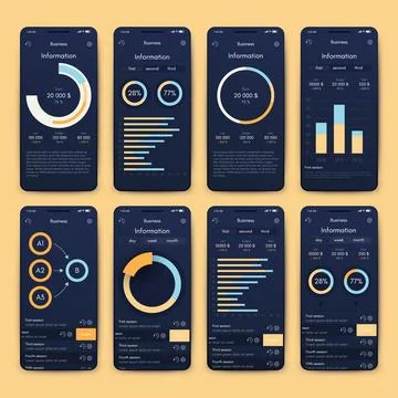 Vector graphics infographics with mobile phone. Template for creating mobile Illustrazione stock
