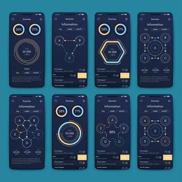 Vector graphics infographics with mobile phone. Template for creating mobile Illustrazione stock