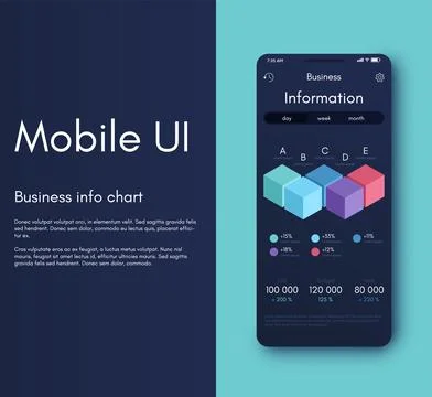 Vector graphics infographics with mobile phone. Template for creating mobile 스톡 일러스트