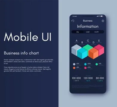 Vector graphics infographics with mobile phone. Template for creating mobile Illustrazione stock