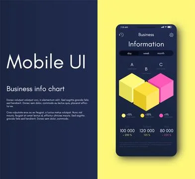 Vector graphics infographics with mobile phone. Template for creating mobile Stock Illustration