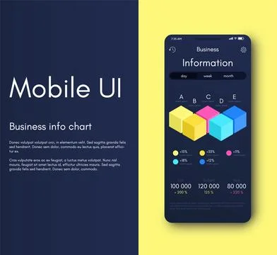 Vector graphics infographics with mobile phone. Template for creating mobile 库存插图
