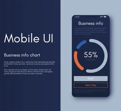 Vector graphics infographics with mobile phone. Template for creating mobile Illustrazione stock