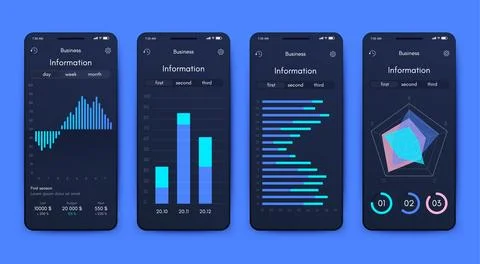 Vector graphics infographics with mobile phone. Template for creating mobil.. Stock Illustration