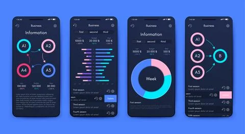 Vector graphics infographics with mobile phone. Template for creating mobil.. Stock Illustration