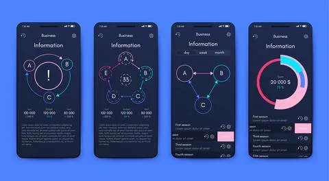 Vector graphics infographics with mobile phone. Template for creating mobil.. Illustrazione stock
