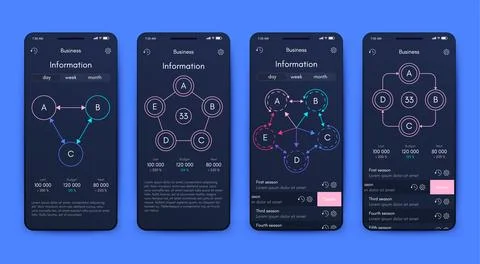 Vector graphics infographics with mobile phone. Template for creating mobil.. Illustrazione stock