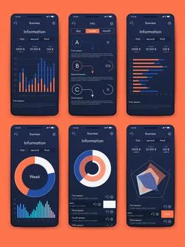 Vector graphics infographics with mobile phone. Template for creating mobil.. Illustrazione stock