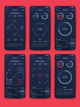 Vector graphics infographics with mobile phone. Template for creating mobil.. Illustrazione stock