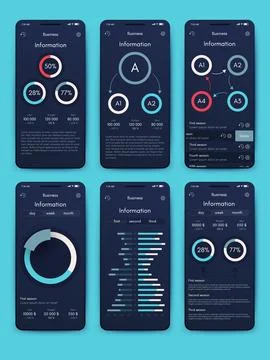Vector graphics infographics with mobile phone. Template for creating mobil.. Illustrazione stock