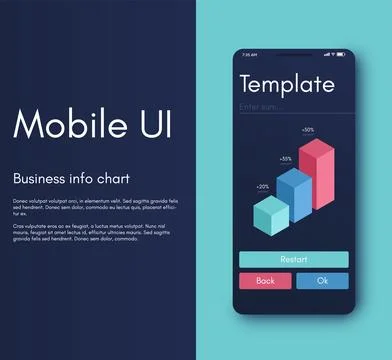 Vector graphics infographics with mobile phone. Template for creating mobile Illustrazione stock
