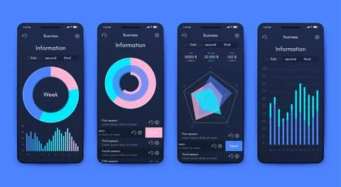 Vector graphics infographics with mobile phone. Template for creating mobil.. Stock Illustration