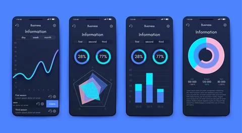 Vector graphics infographics with mobile phone. Template for creating mobil.. Illustrazione stock
