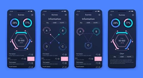Vector graphics infographics with mobile phone. Template for creating mobil.. Stock Illustration