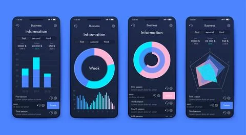Vector graphics infographics with mobile phone. Template for creating mobil.. Stock Illustration