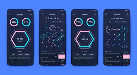 Vector graphics infographics with mobile phone. Template for creating mobil.. Stock Illustration