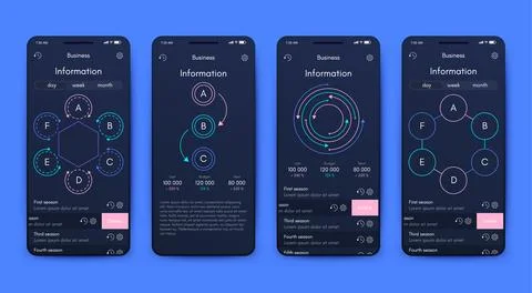 Vector graphics infographics with mobile phone. Template for creating mobil.. Illustrazione stock