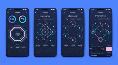 Vector graphics infographics with mobile phone. Template for creating mobil.. Stock Illustration