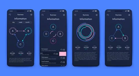 Vector graphics infographics with mobile phone. Template for creating mobil.. Stock Illustration