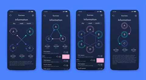 Vector graphics infographics with mobile phone. Template for creating mobil.. Stock Illustration