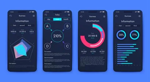 Vector graphics infographics with mobile phone. Template for creating mobil.. 스톡 일러스트
