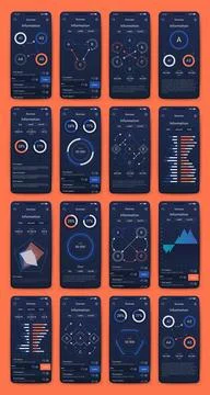 Vector graphics infographics with mobile phone. Template for creating mobil.. Stock Illustration