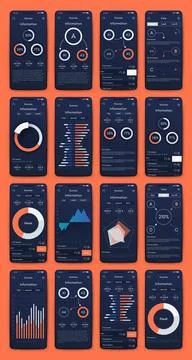 Vector graphics infographics with mobile phone. Template for creating mobile Illustrazione stock