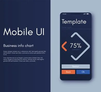 Vector graphics infographics with mobile phone. Template for creating mobile Illustrazione stock
