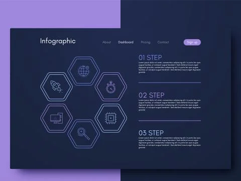 Vector graphics infographics with six options. Template for creating mobile Illustrazione stock