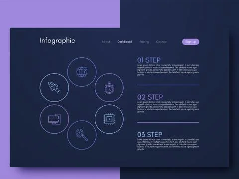 Vector graphics infographics with six options. Template for creating mobile Illustrazione stock