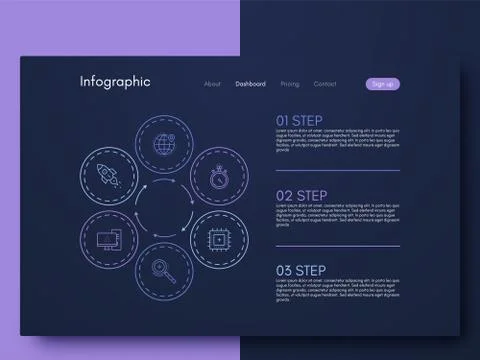 Vector graphics infographics with six options. Template for creating mobile Illustrazione stock