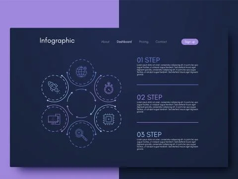 Vector graphics infographics with six options. Template for creating mobile Illustrazione stock