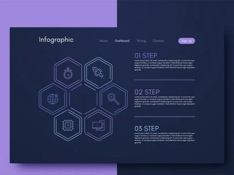 Vector graphics infographics with six options. Template for creating mobile a Stock Illustration
