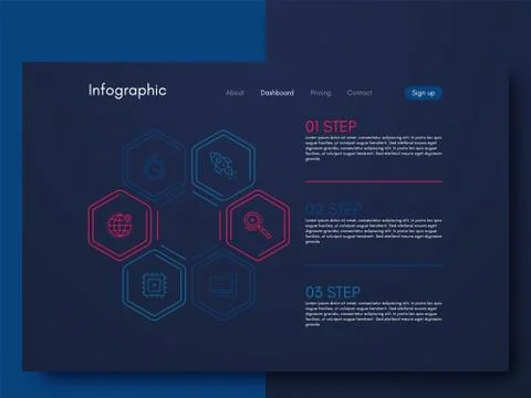 Vector graphics infographics with six options. Template for creating mobile a イラスト素材