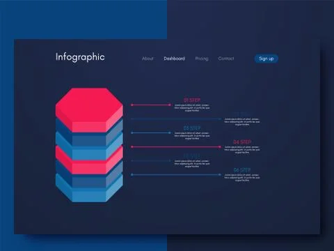 Vector graphics infographics with six options. Template for creating mobile a Stock Illustration