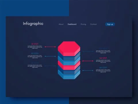 Vector graphics infographics with six options. Template for creating mobile a Illustrazione stock