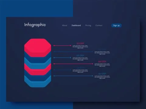 Vector graphics infographics with six options. Template for creating mobile a Illustrazione stock