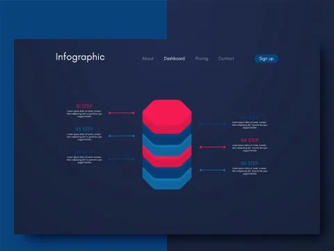 Vector graphics infographics with six options. Template for creating mobile a Illustrazione stock