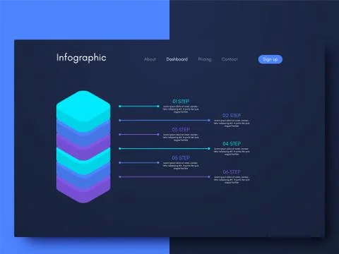 Vector graphics infographics with six options. Template for creating mobile a Stock Illustration