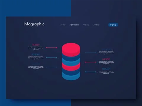 Vector graphics infographics with six options. Template for creating mobile a Stock Illustration