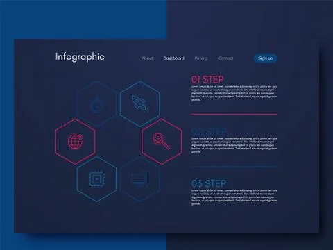 Vector graphics infographics with six options. Template for creating mobile a Stock Illustration