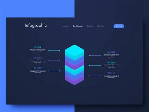 Vector graphics infographics with six options. Template for creating mobile a Illustrazione stock