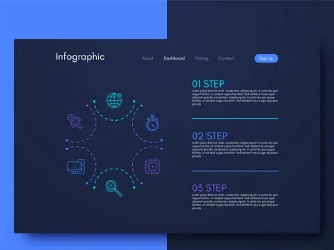 Vector graphics infographics with six options. Template for creating mobile a Illustrazione stock