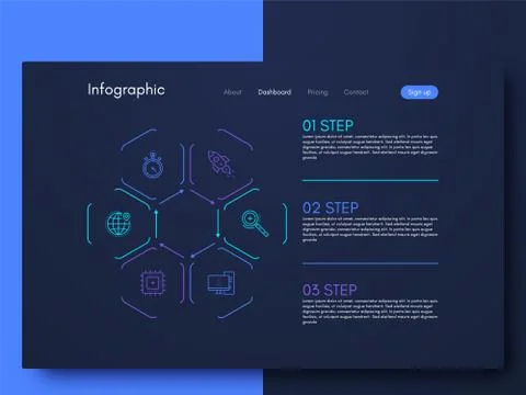 Vector graphics infographics with six options. Template for creating mobile a Stockillustratie