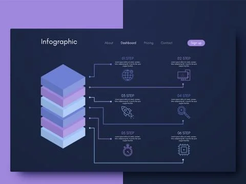 Vector graphics infographics with six options. Template for creating mobile a イラスト素材