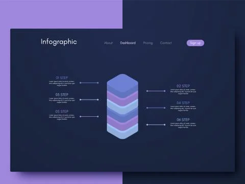 Vector graphics infographics with six options. Template for creating mobile a Illustrazione stock