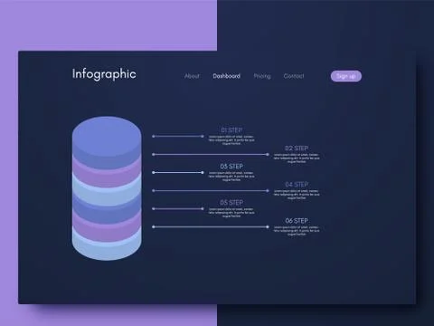 Vector graphics infographics with six options. Template for creating mobile a Illustrazione stock