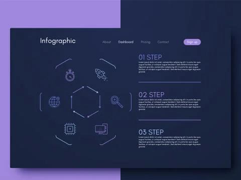 Vector graphics infographics with six options. Template for creating mobile a Illustrazione stock