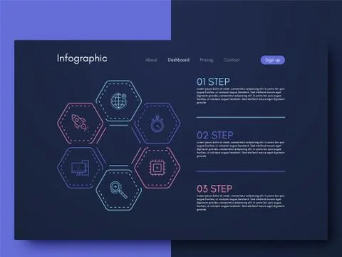 Vector graphics infographics with six options. Template for creating mobile a Illustrazione stock