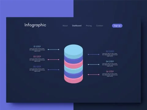 Vector graphics infographics with six options. Template for creating mobile a Illustrazione stock
